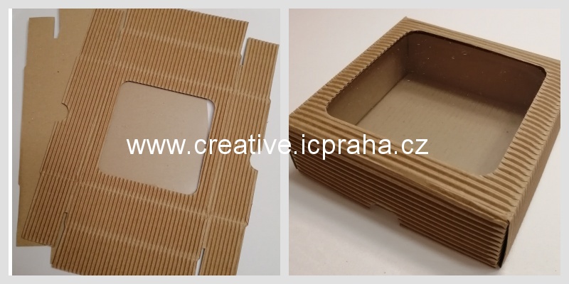 krabička s průhledem - 12x12x3,5cm kraft